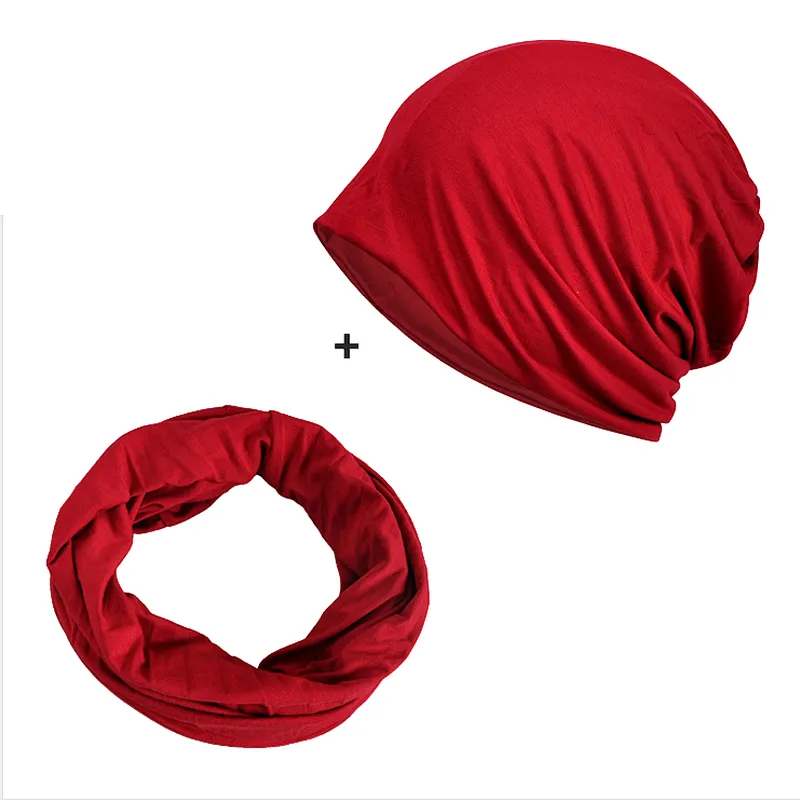 Solid Color Hat Brand Autumn Winter Dual-Use Design Hats For Ladies Thin Beanies Women Scarf Face Mask