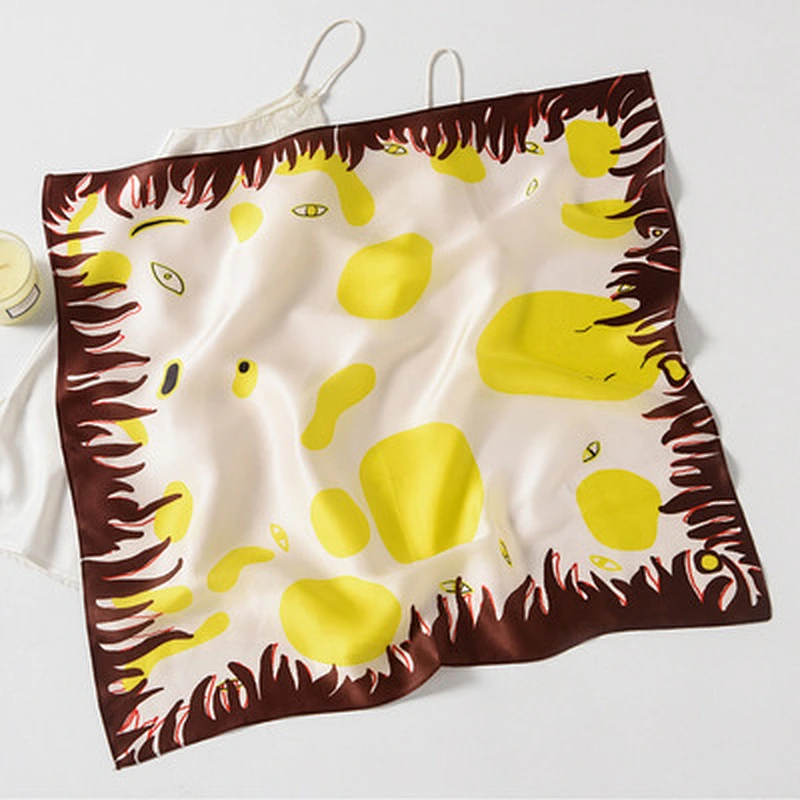 Printed silk fashionable wild decoration sunscreen small square scarf hangzhou hair silk scarf
