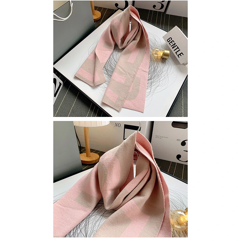 cashmere scarf women's double-sided two-color dual-use scarf thickened warmth shoulder knit long shawl