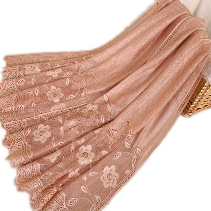 Solid color fashion ladies Islam Headscarf wholesale long lace stylish hijab scarf
