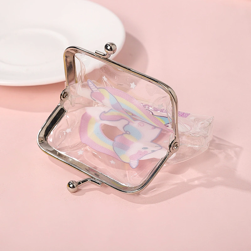 Cute Cartoon Unicorn Women Coin Purse Zippers Transparent PU Bag Mini Key Storage Pouch Girls Wallet Purse
