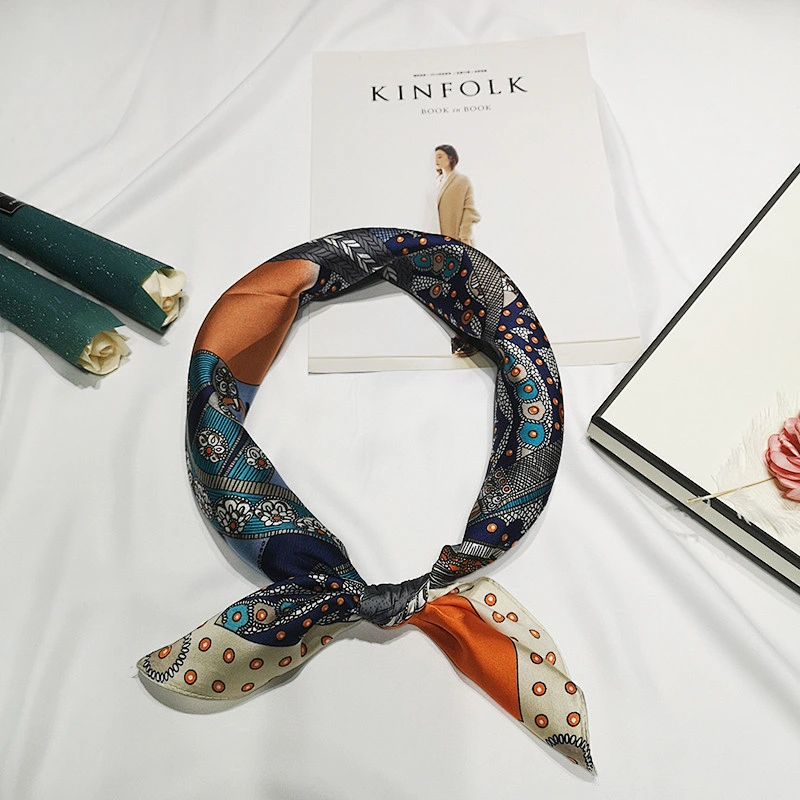 European American New Style 70*70cm Silk Scarf Women'S Small Square Scarf Small Scarf Neck Decoration