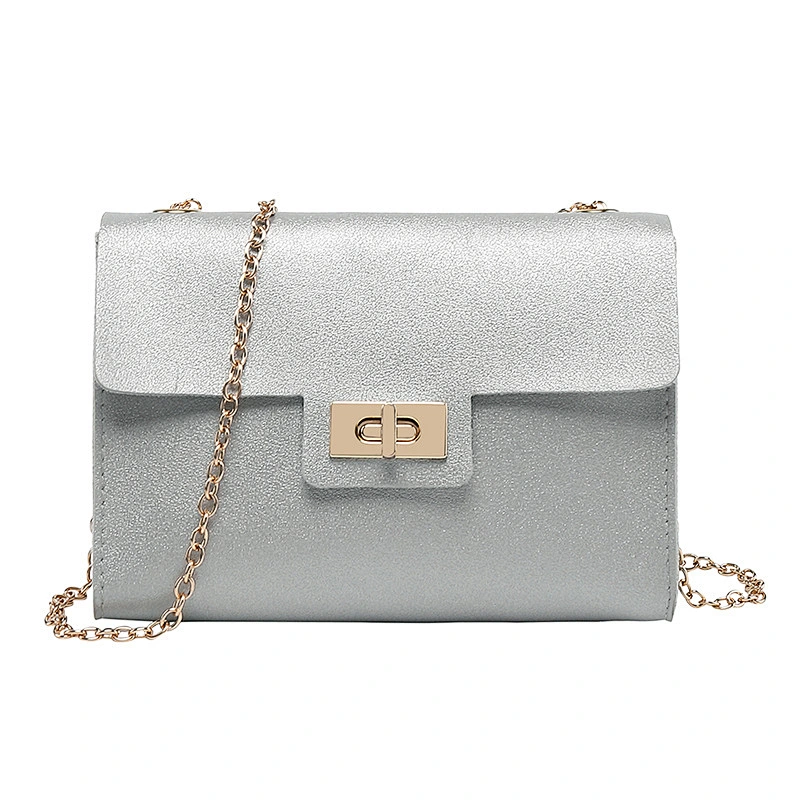 Female Pu Leather Wholesales Prices Crossbody Bag Latest Fashion Metal Lock Hard Ware Chain Colorful Shoulder Crossbody Bag