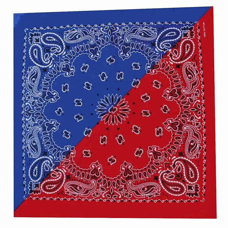 Wholesale Men Women Two-Color Series Cashew Flower Hip-Hop Square Scarf Head Scarf Pure Cotton Bandana
