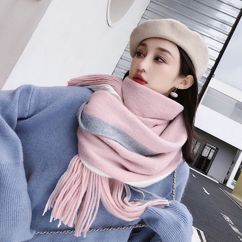 Customized Personalized Fashion Ladies Scarf Lengthened Wild Knitting Wool Color Matching Scarf