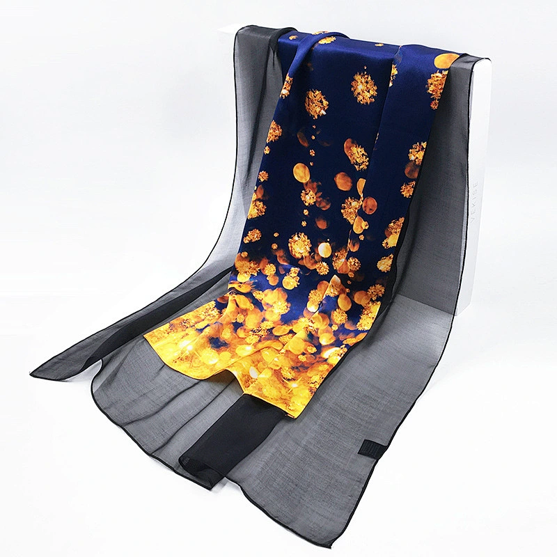 Luxury Elegant Autumn Winter Ladies 100% Silk Scarf Long Silk Scarves Shawl For Women
