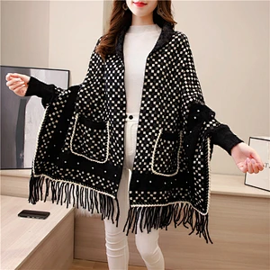 2020 New Style Mink Wool Cape Cloak Women Coat Autumn Winter Outdoor Fashion Western Cardigan Shawl With Sleeve