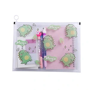 New Transparent A4 File Bag Thickened PP Student Test Paper Storage Bag Finger Ring Waterproof Pull Side Pencil Bag