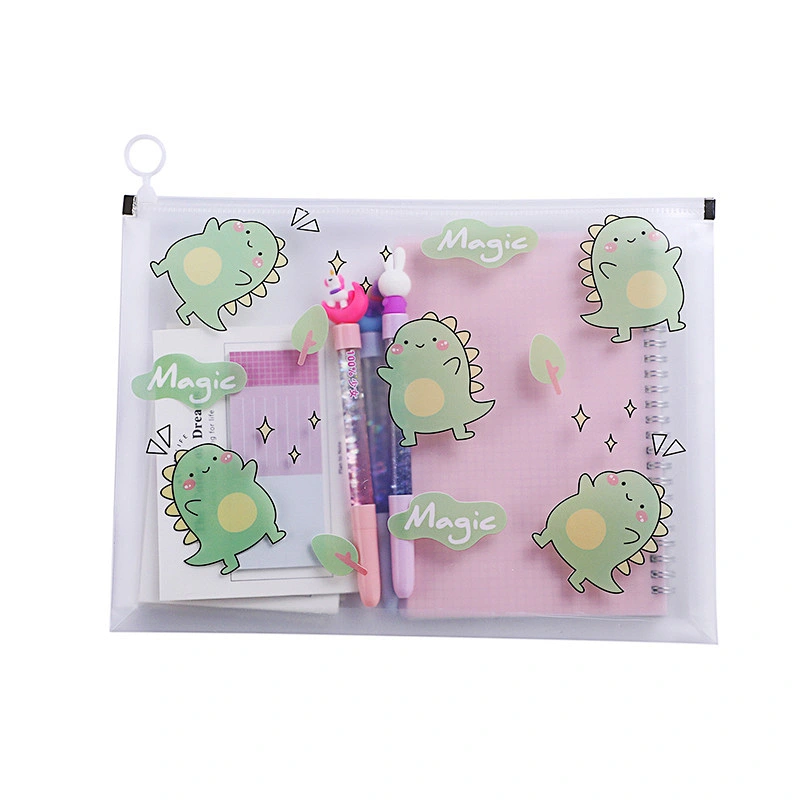 New Transparent A4 File Bag Thickened PP Student Test Paper Storage Bag Finger Ring Waterproof Pull Side Pencil Bag
