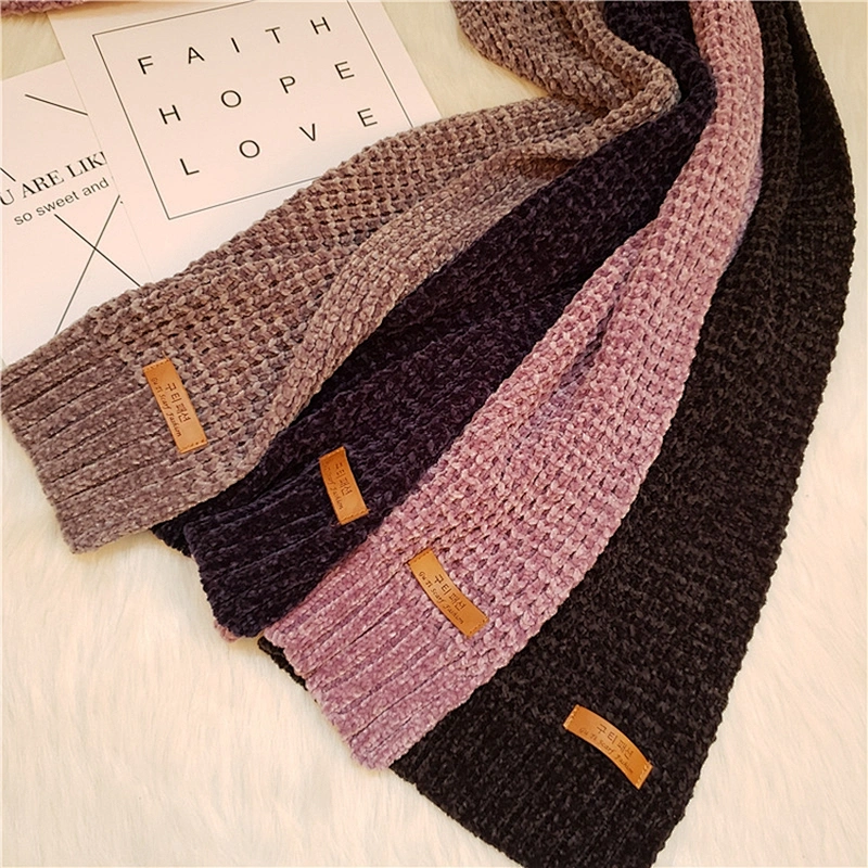 New Autumn Winter Warm Thick Chenille Scarf Female Korean Version Cute Japanese Student Knitted Scarf