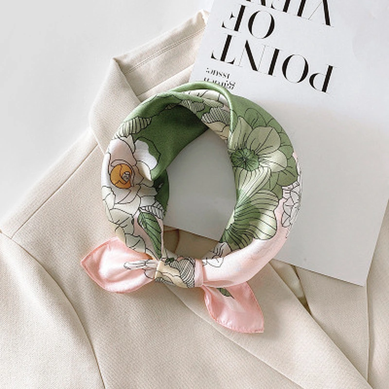Wholesale floral silk scarves new women's decorative professional small scarf sweet crimped square scarf