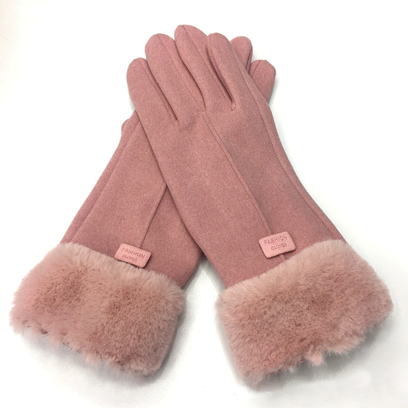 2020 Womens Full Finger Glove Ladies Fashionable Fur Winter Outdoor Sport Warm Gloves Luvas Femininas