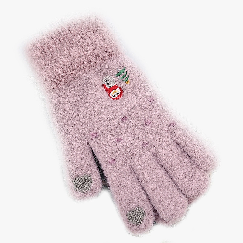 2020 Wholesale New Style Knitted Gloves Women Winter Thickened Warmth Mink Wool Christmas Touch Screen Gloves