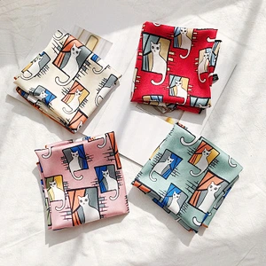 Wild multifunctional professional decorative scarf female wholesale small fresh printed cat small polyester square scarf