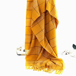 New Style Solid Lattice Stripes Alternation Long Scarf Wool Korean Design Winter Cashmere Shawl