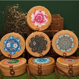 Handmade Women Rattan Bags Bohemian Straw Shoulder Crossbody Bags