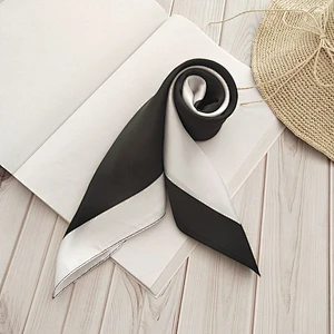 Korean Ins Small Square Scarf Color Matching Literary Small Silk Scarf Decoration Small Scarf For Female