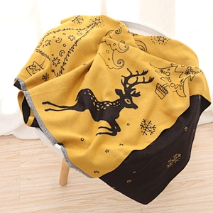 european american wholesale christmas deers fresh cashmere scarf women's plus velvet thick plain scarf