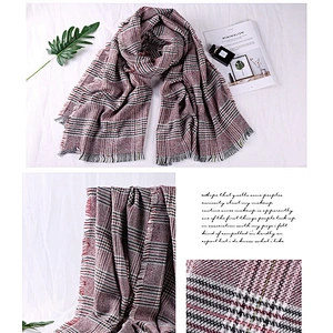 2020 Autumn And Winter New Houndstooth Plaid Scarf Widened Thickened Enlarged Cashmere Shawl
