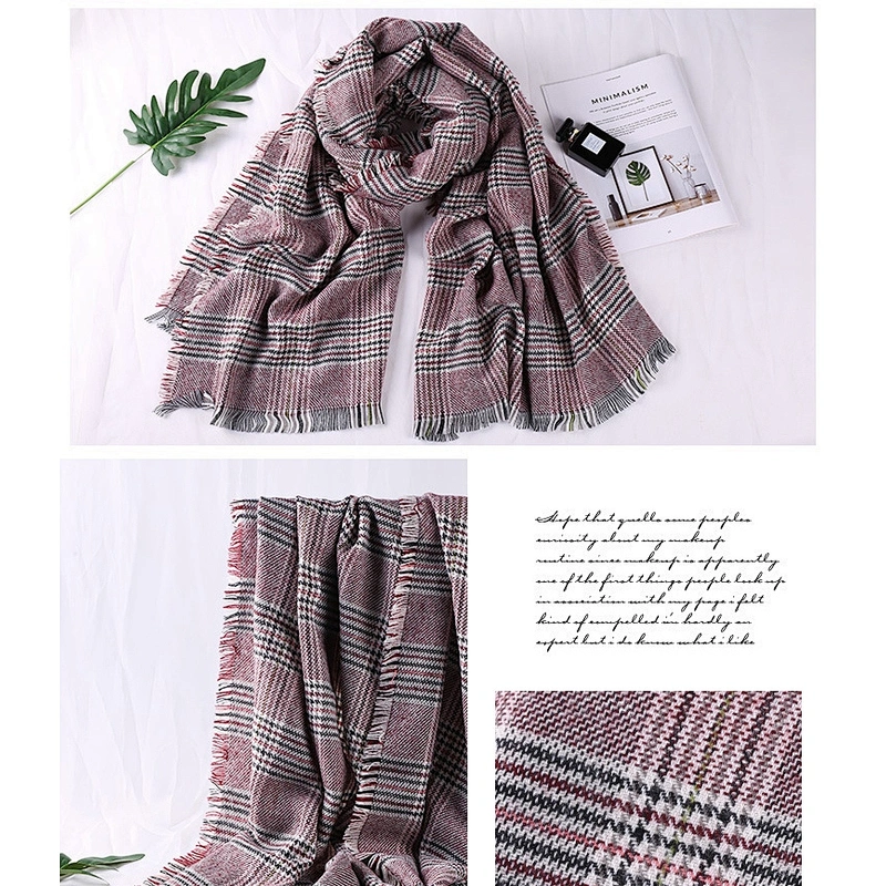 2020 Autumn And Winter New Houndstooth Plaid Scarf Widened Thickened Enlarged Cashmere Shawl