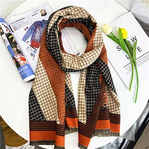 Wholesale Thickened Warmth Cashmere Scarf Korean Version Double-Sided H Letter Shawl Scarf For Women