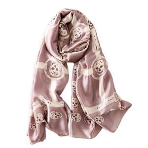 Spring and summer new trend scarf female simulation silk scarf travel beach sunscreen beach towel
