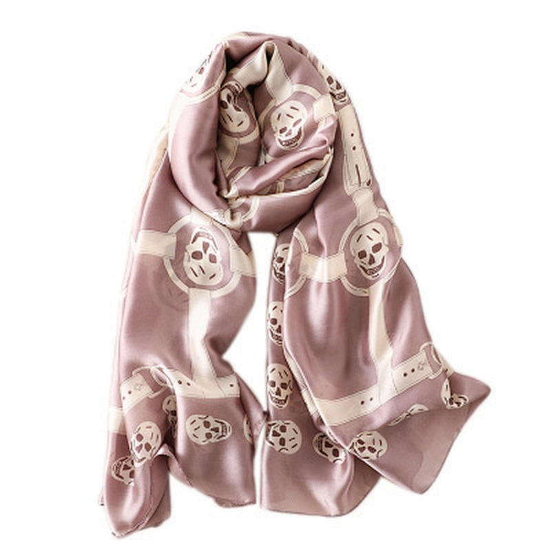 Spring and summer new trend scarf female simulation silk scarf travel beach sunscreen beach towel