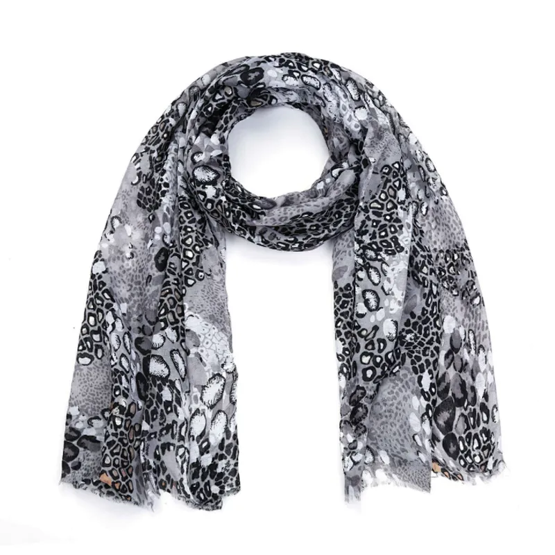 European and American leopard print with gold stamping women's scarf