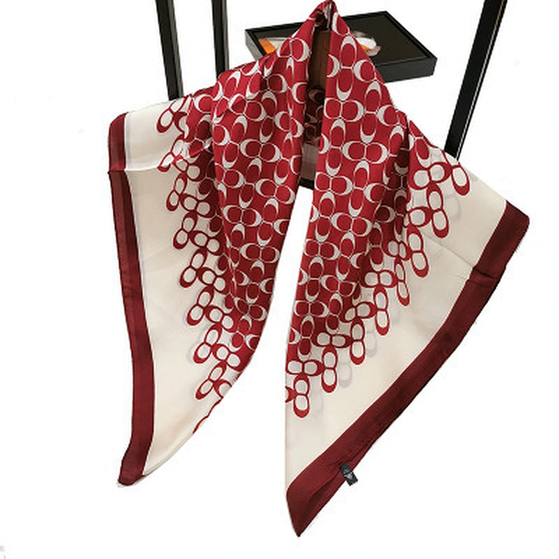 Spring and summer circular printed silk square sunscreen scarf women neck silk small square scarf