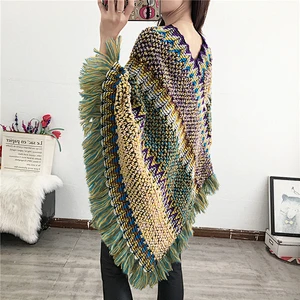National Shawl Knitted Spring Summer Hedging Mohair Fringed Scarf Women Casual Long Shawl