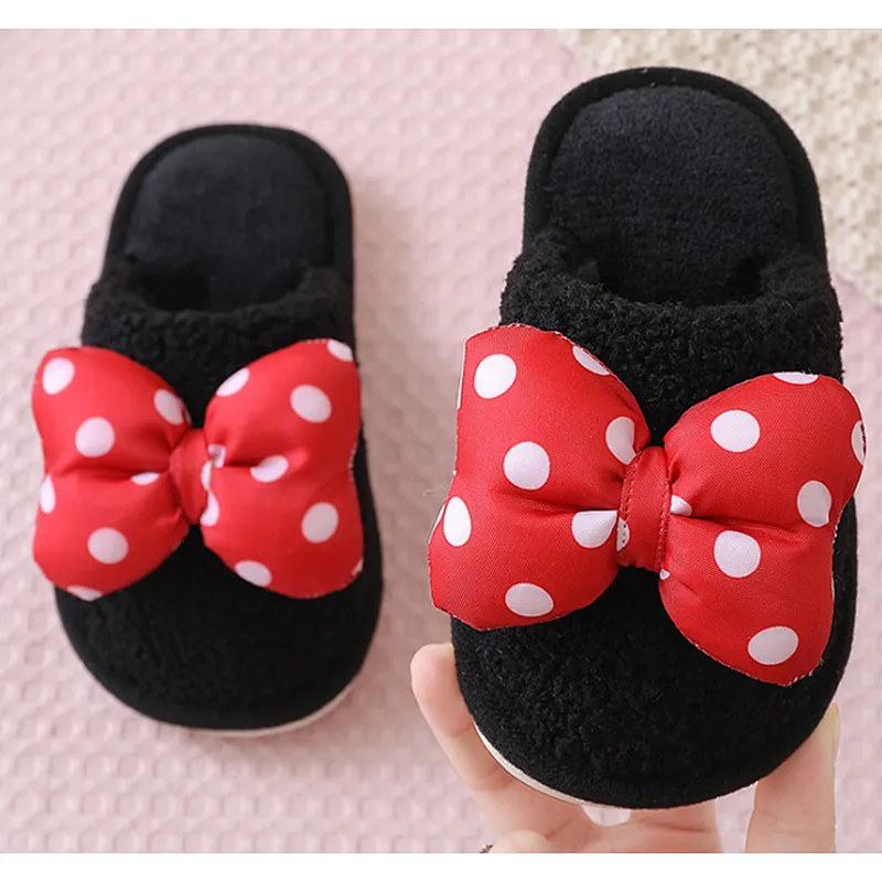 Winter Warm Cute Parent-Child Shoes Plush Children Cotton Slippers For Kids Baby Boys Girls Indoor Furry Slippers