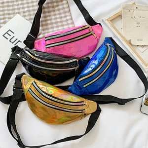 Pillow Shape PU Waterproof Holographic Laser Fanny Pack Waist Bag Mobile Phone Pouch Fashion Sport Pocket Waist Pack