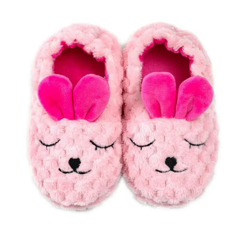 Customize Cute Closed Toe Pink Keep Warm Rabbit Shaped Plush Thermal Slippers Slipper Shoes