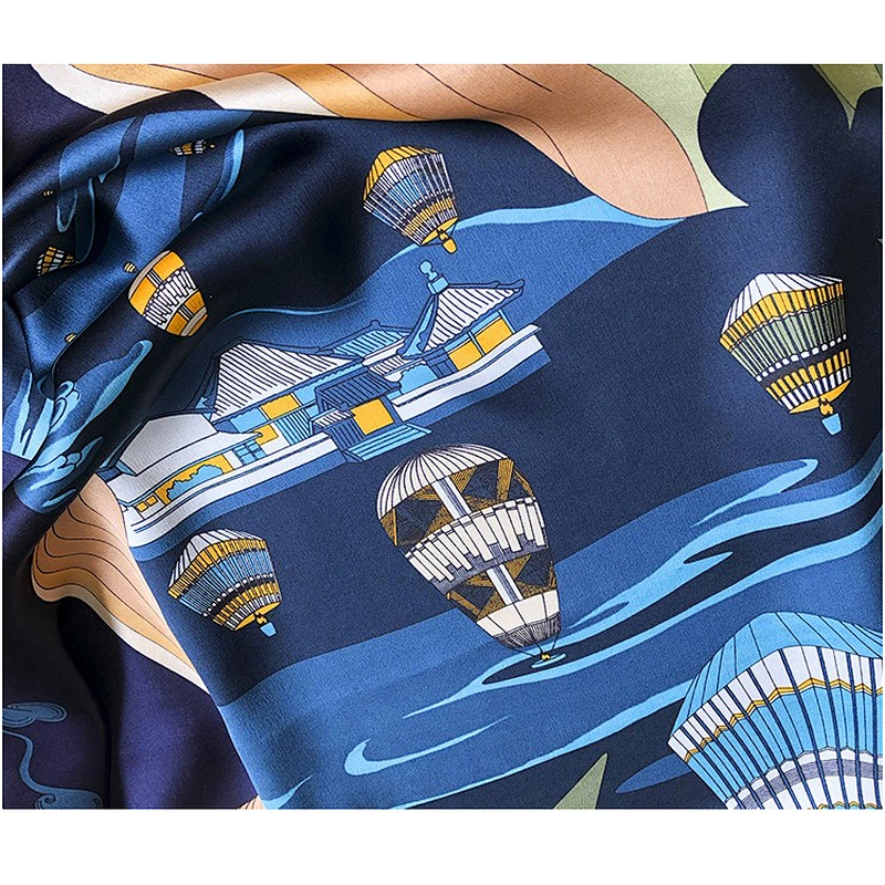 High Quality Custom Design Soft Modern Printing 110*110CM Square Silk Scarf For Women