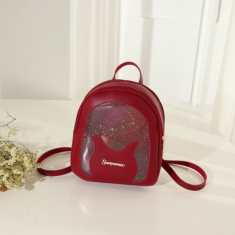 New Style Minimalist Transparent Jelly Color PVC Double Shoulder Backpack Mini Waterproof Portable Girls Backpack