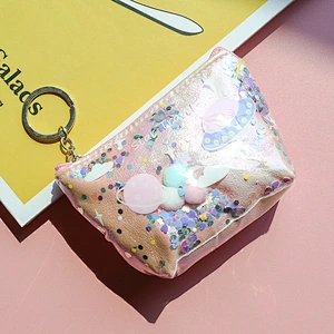 Cute Japanese Planet Quicksand Cosmetic Bag Girl Heart Portable Small Coin Purse