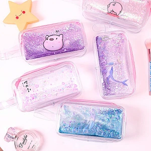 2020 Transparent Quicksand Shiny Cute Cartoon Large Capacity Kawaii Cosmetic Storage Bag