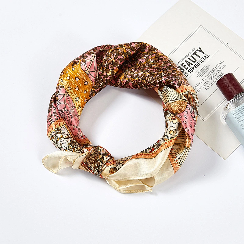 New tree printed silk sunscreensquare scarf women muslim small silk square neck scarf