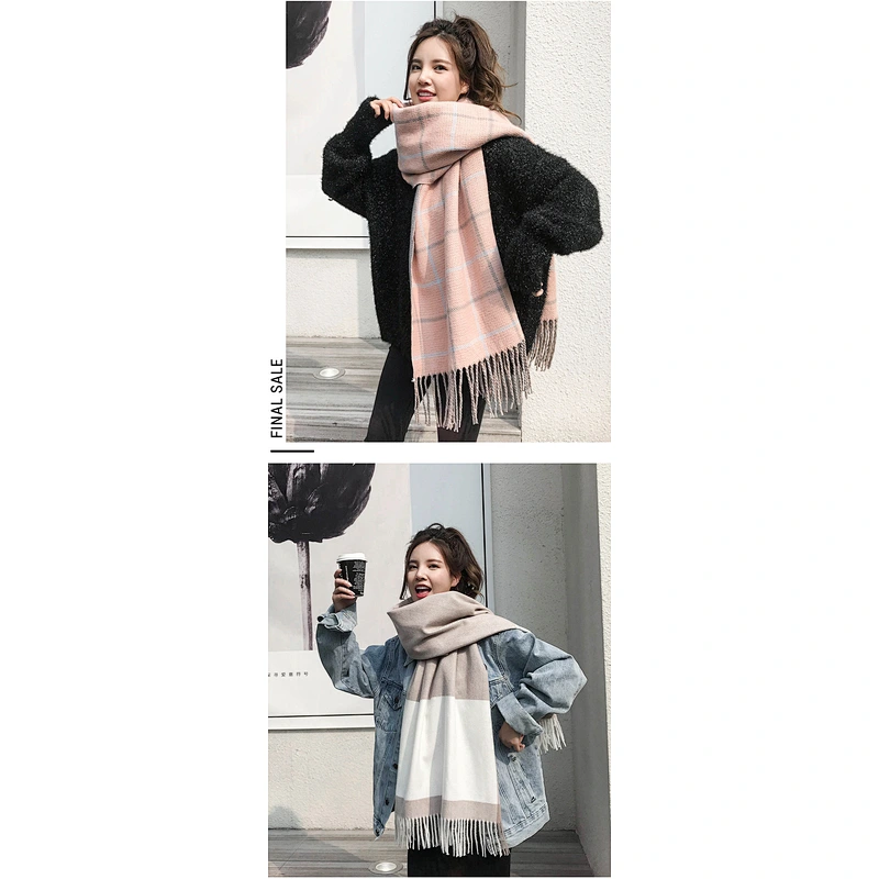 Wholesale Plaid Scarf Women'S Autumn Winter Shawl New Korean Version Students Cute Little Ladies Scarf