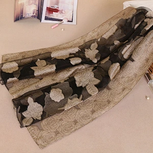 Rose Jacquard Sunscreen Multicolor Printing Long Polyester Soft Wrap Scarf Ladies Shawl Scarves Abrigos Accesorios Mujer