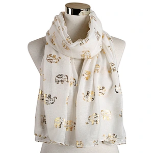 2020 Animal Hot Stamping Gold Rose Gold Elephant Pattern Polyester Scarf