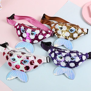 New European Fashion Mermaid Sequin Waist Bag Ladies One-Shoulder Diagonal Bag Children'S Phantom Cartoon Chest Bag