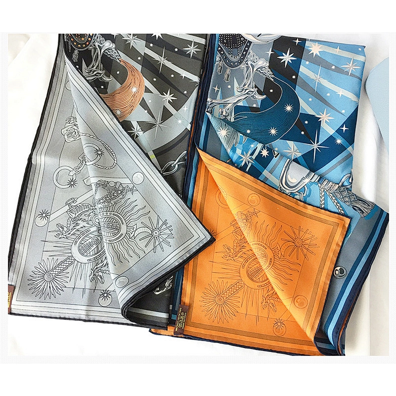 High Quality 100% Silk Scarves Double Sided Printing 90*90 Size Square Silk Twill Scarf