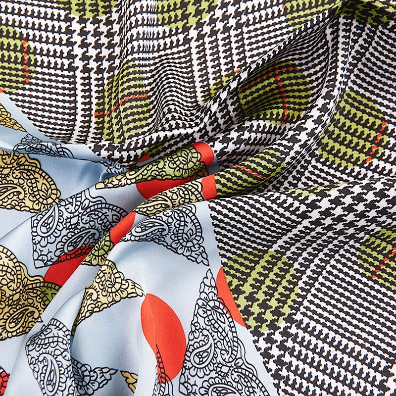 Spring and autumn polka dot houndstooth 70CM scarf multifunctional bound printed silk square scarf