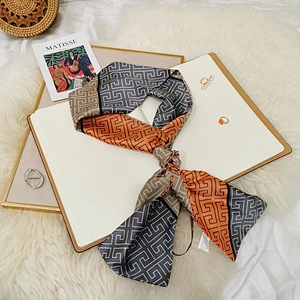 Wholesale Autumn New Ins Long Strip 14*145cm Small Silk Scarf Female Artificial Silk Professional Gift Scarf