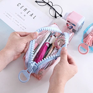 Wholesale Kids Cute Big Zipper Pencil Case Student PVC Storage Organizer Cartoon Unicorn Pen Bag