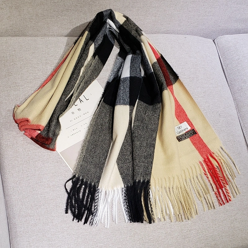 Ladies Scarf New Autumn Winter Tassel Shawl Scarf Korean Version Large Plaid Solid Color Cashmere Scarf