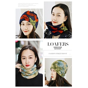 Women Fall/Winter Hedging Scarf Hat Warm Neck Guard Mask Knitted Thick Riding Mask Headscarf Student Collar Scarf