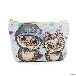 9 Styles Owl Printed Beauty Girls Mini Cosmetic Bag Female Small Wash Bag Cotton Travel Women Makeup Bag