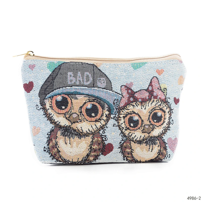 9 Styles Owl Printed Beauty Girls Mini Cosmetic Bag Female Small Wash Bag Cotton Travel Women Makeup Bag
